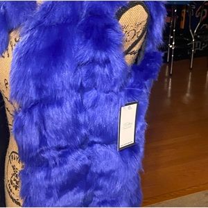Royal Blue Faux Fur Jacket
